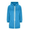 thumbnail image 7 of LEBONYARD Women's Trendy Plus Size Double Zipper Drawstring Hooded Comfy Solid Colored Long Sleeve Loose Fit Casual Pockets Long Length Sweatshirts, 7 of 7