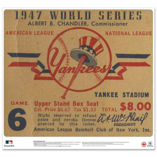 New York Yankees 1947 World Series Game 6 24 Ticket Stub Walmart Com Walmart Com