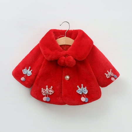 

XMMSWDLA Clearance Baby Outerwear Baby Girl Boy Hoodie Thick Coat Cloak Keep Warm Collar Hoodie Down Jacket Plush Cute Strawberry