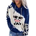 thumbnail image 3 of DDAPJ pyju Cute Cow Print Sweatshirt for Women, Long Sleeve Drawstring Hoodie Pullover Teen Girls Funny Graphic Hooded Tops with Kangaroo Pocket, 3 of 5