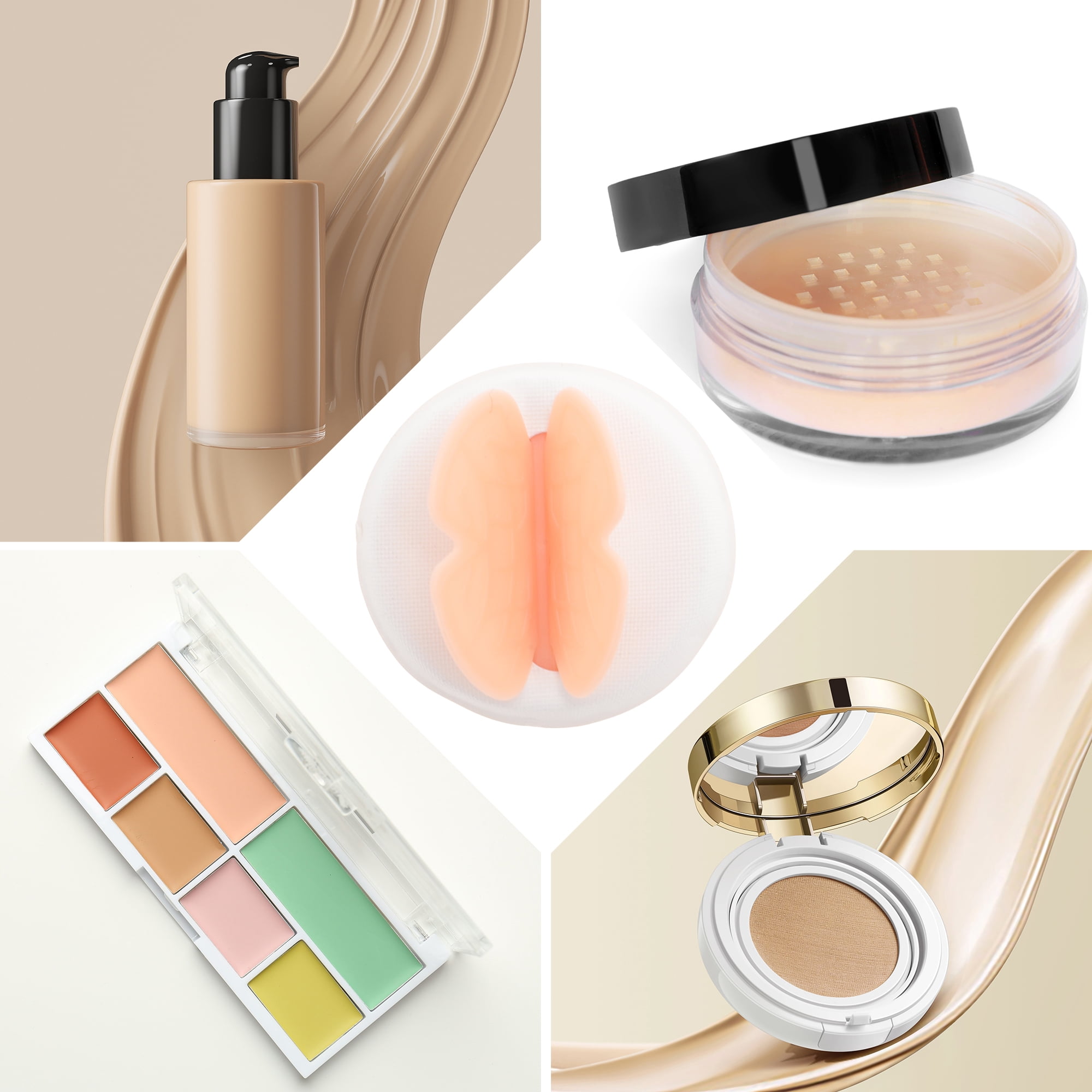 Unique Bargains 1 Pc Butterfly Face Makeup Sponge for Bedrooms Nude
