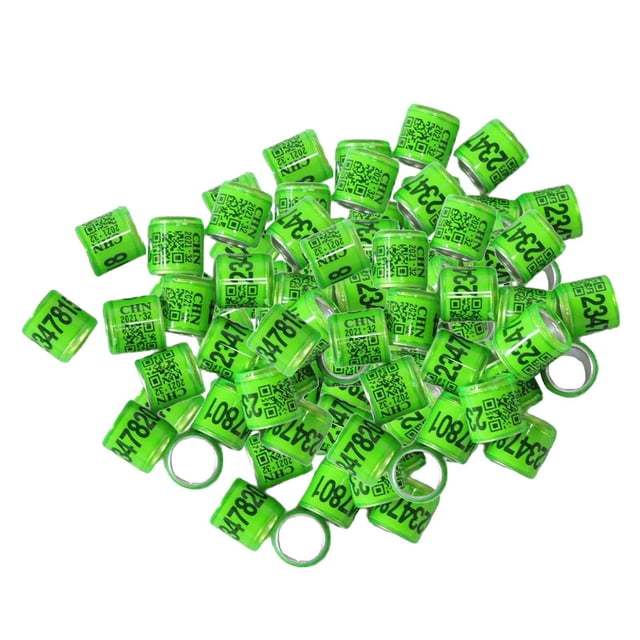 Greeniant 100 piezas identificar anillos de paloma anillos de pierna de plástico de aluminio bandas de palomas Suministros para pájaros Pasto verde