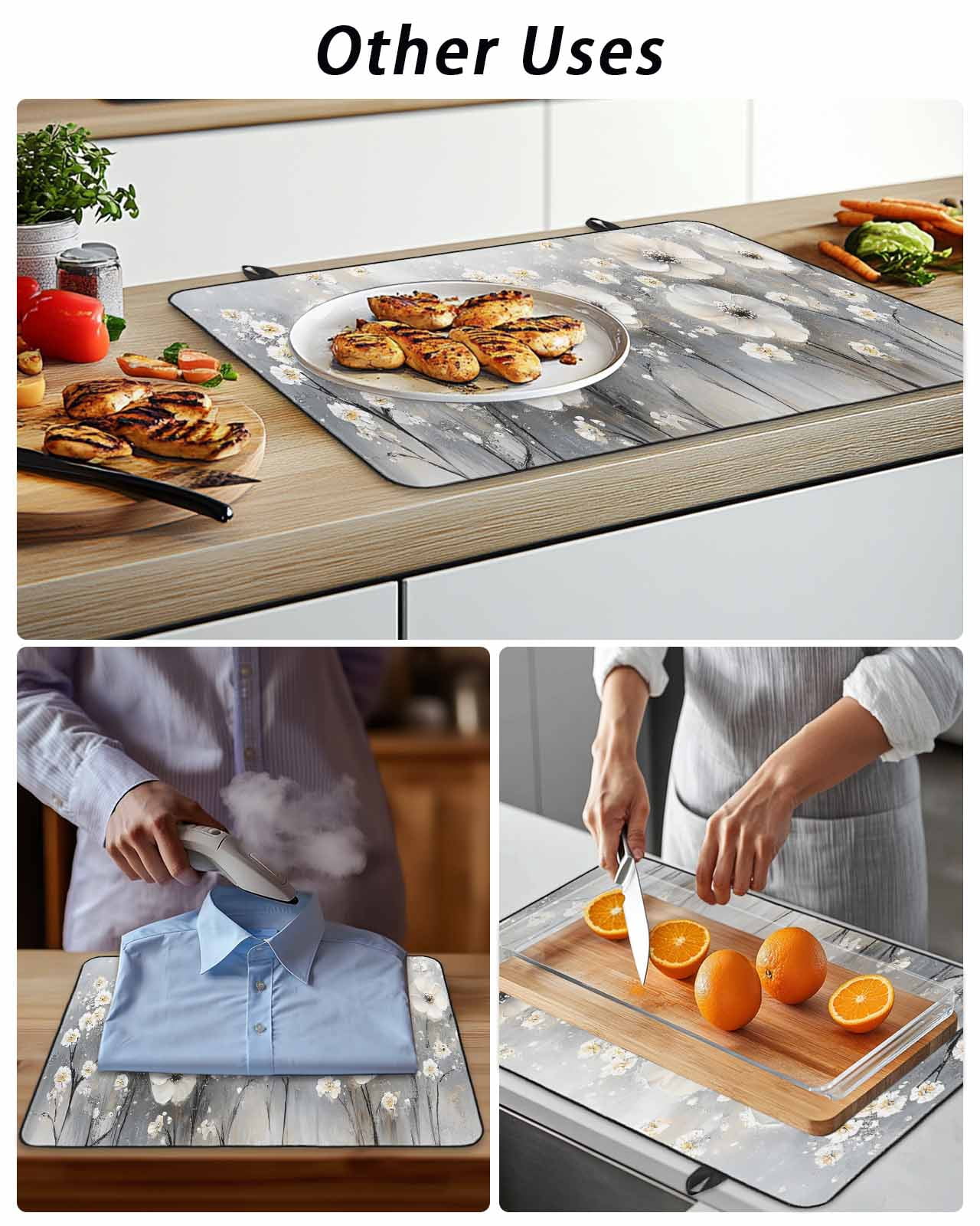 Stove Top Covers for Electric Stove, Spring Camellia Glass Stovetop Cover Protector, Retro Floral Oil Painting Modern Art Induction Cooktop Protector Oven Mat for Kitchen Countertop 24"x21"