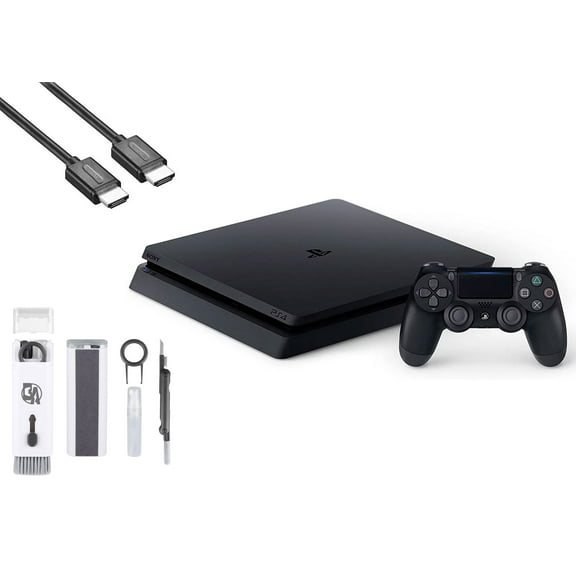 Pre-Owned Sony 2215B PlayStation 4 Slim 500GB Gaming Console Black, HDMI Cable With BOLT AXTION Cleaning Kit Bundle