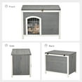 thumbnail image 5 of Pawhut Foldable Raised Wooden Dog House with Lockable Door, Openable Roof, Gray, 5 of 9