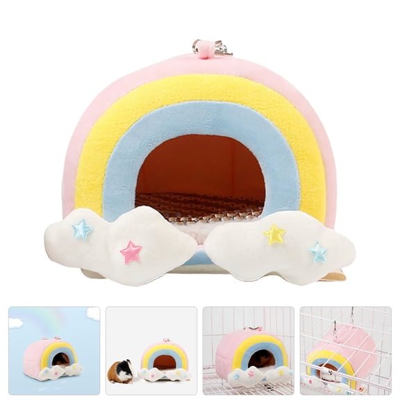 DINHEAROM 1Set Winter Guinea Pig House Plush for Pet Owners Indoor Use