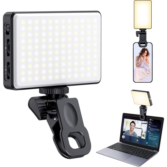 ZCD 120 LED Phone Light, Selfie Light for iPhone, 5000Mah Rechargeable Clip Video Light for Phone, Camera, Laptop, iPad, Adjusted 3 Lights Modes for Selfie, Video Conference, TikTok, Vlog (Black)