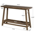 thumbnail image 2 of 41.3" Farmhouse Console Table, Solid Wood Entryway Table with Storage Shelf, 2 Tiers of Narrow Behind Couch Sofa Furniture for Living Room, Hallway, Foyer, Easy Assembly, Brown, 2 of 7