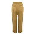 thumbnail image 4 of Womens Capri Pants Fashion Elastic Waist Solid Cotton Linen Casual Pants for Women Khaki, 4 of 5