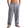 thumbnail image 2 of cfhntfmh Mens Wide Leg Pants Business Casual Dress Pants Pleated Beach Loose Fit Trousers with Pockets (Gray,Medium), 2 of 6