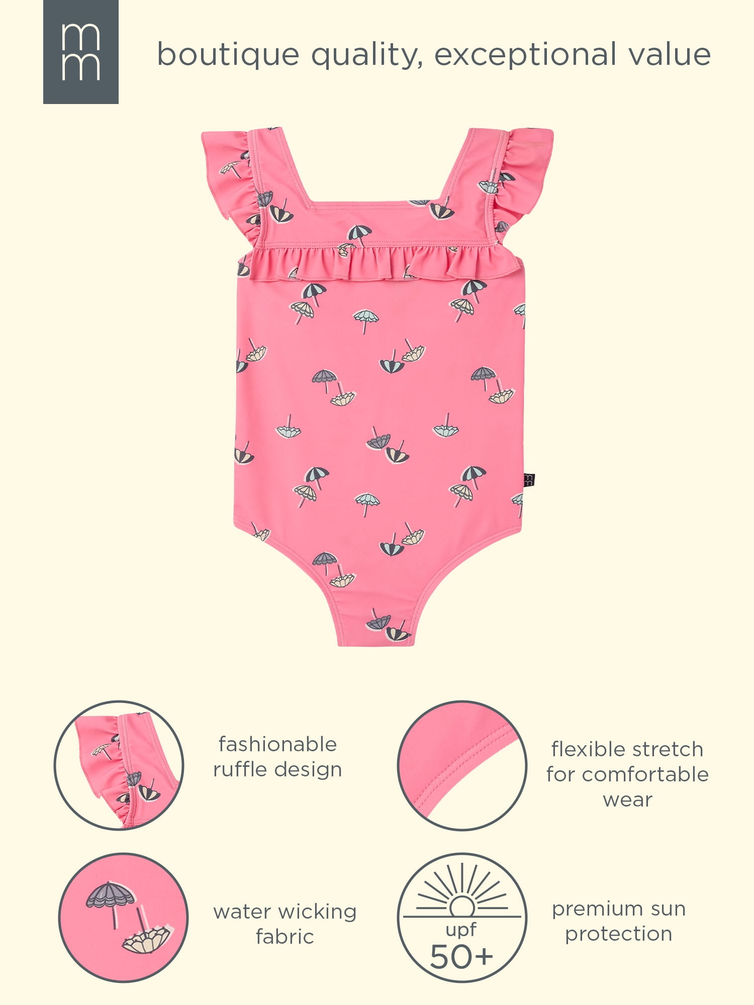 Modern Moments by Gerber Baby and Toddler Girl One-Piece Swimsuit, Sizes 0/3M-5T