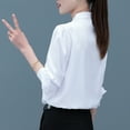 thumbnail image 5 of ZenCart Women Office Shirt Stand Collar Long Sleeve Lace-Up Bow Women Blouse Solid Color Single-Breasted Shirt, 5 of 7