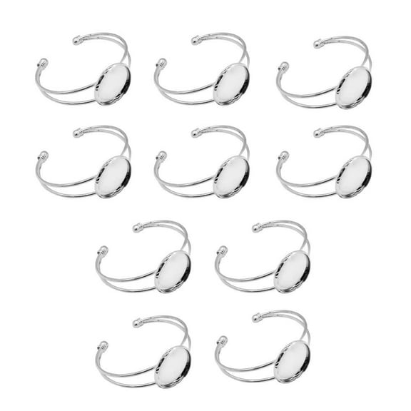 10 Pcs 25 mm Adjustable Round Cabochon Bezel Tray Blank Bangle for DIY Bracelets Making