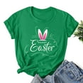 thumbnail image 2 of Easter Women Short Sleeve Shirts Casual Round Neck Cute Print Tee Summer Lightweight Pullover Tops (XL, A Green), 2 of 3