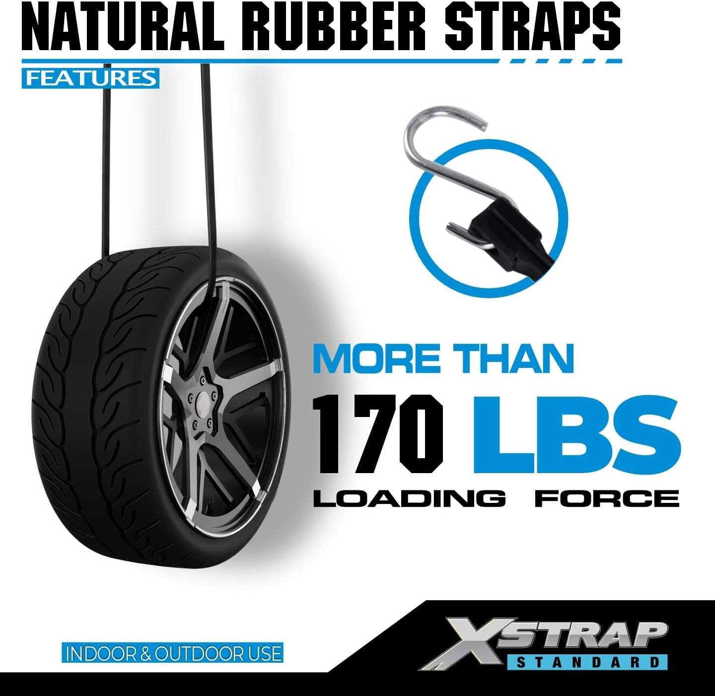 20 Pack Multiple Size Natural Rubber Tarp Bungee Straps 100% EPDM Tie Down Cords with S Hooks Heavy Duty Ideal for Securing Tarps