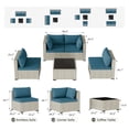 thumbnail image 3 of MRUAKA Outdoor Patio Furniture Set, 5-Piece Modular Sectional Sofa With Tea Table and Free Cushion, PE Wicker Outdoor Conversation Set for Patio, Garden, Backyard,Peacock Blue, 3 of 7