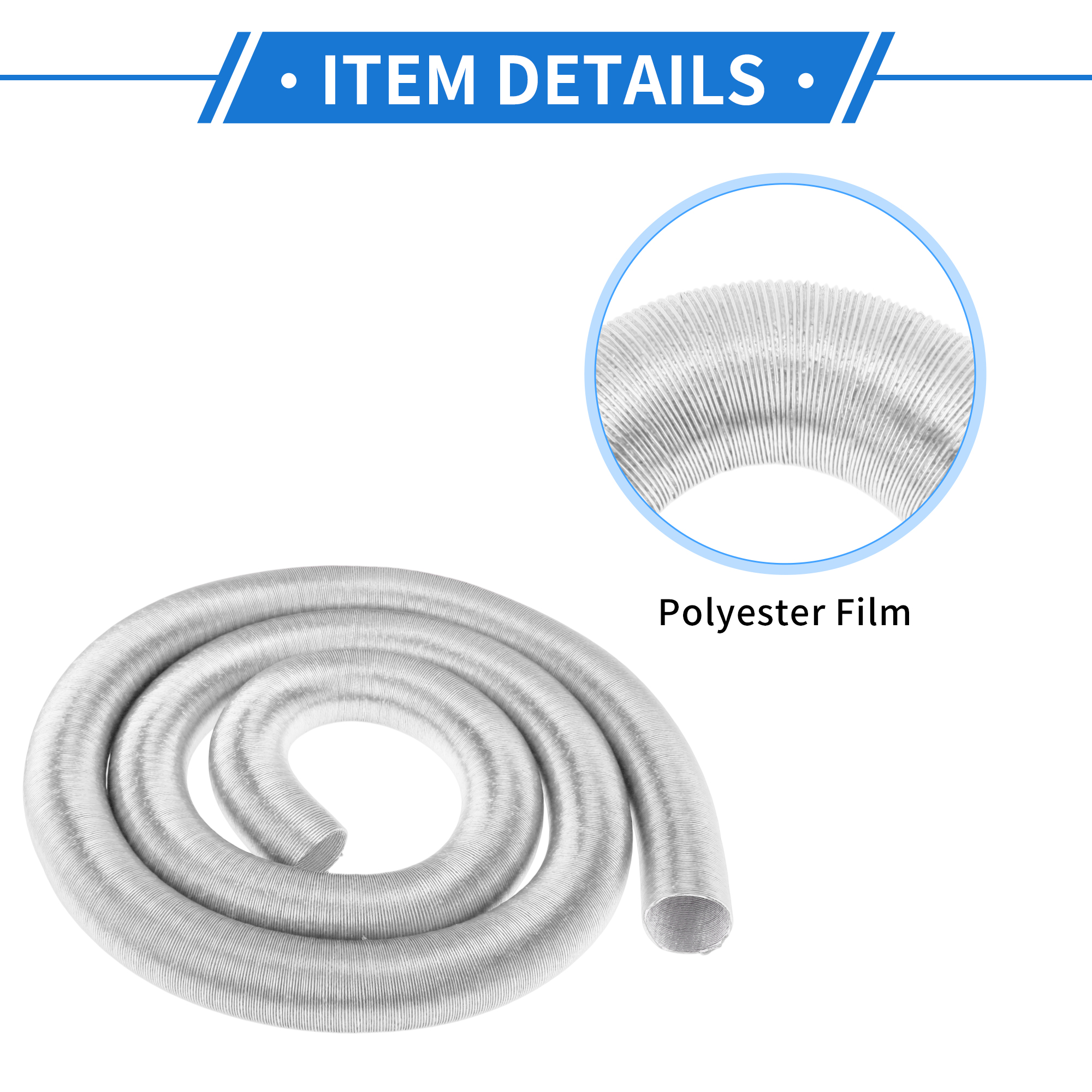 Unique Bargains 42mm Dia 500cm Car Heater Duct Pipe   Aluminum Foil Warm Air Ducting Hose for Diesel Heater Silver Tone