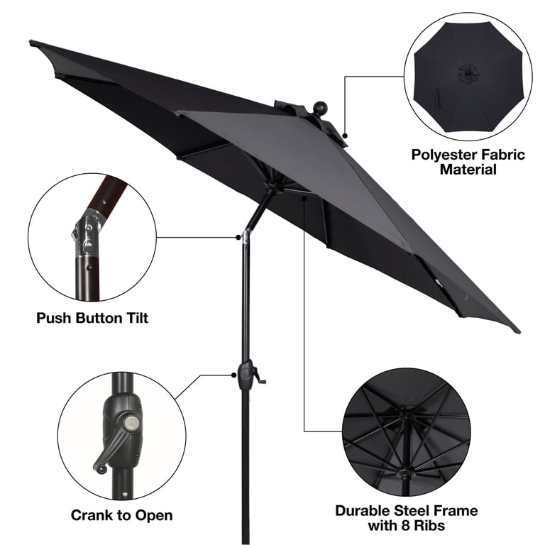 black patio umbrella walmart Better Homes & Gardens 9' Black Premium Patio Umbrella