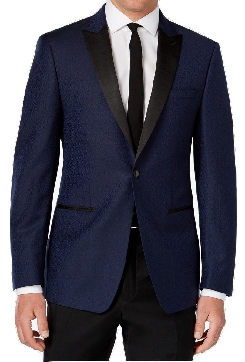 Calvin Klein - NEW Blue Mens Size 44R Slim Fit One Button Wool Blazer ...