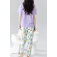 thumbnail image 4 of Cotton Women Pajama Set 2 Pcs Short Sleeve Pullover Top Sleepwear Long PJ Pants, 4 of 8
