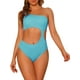 thumbnail image 1 of INSPIRAR CHIC Traje de baño de una pieza para mujer, con un hombro, corte asimétrico en la cintura, bañador de canalé, monokini, grande, azul, 1 of 5