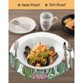 thumbnail image 3 of 13 Inch Round Placemats Set of 4, Green Cactus Non Slip Heat Insulation PP Table Mats, Tropical Summer Botanical Watercolor Washable Place Mats for Kitchen Dining Party Table Decor, 3 of 7