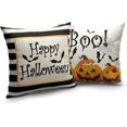 thumbnail image 2 of Vintage Halloween Decor Throw Pillow Covers 20x20 Set of 2 Bat Spider Web Pumpkin Pillow Case Black and White Striped Pillow Covers for Couch Sofa Outdoor, 2 of 6