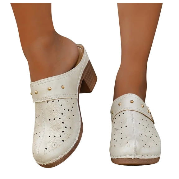 YLYL Women's Orthopedic Mules Clogs Open Back Slip on Chunky Heels Comfortable Casual Walking Shoes