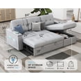 thumbnail image 5 of AMERLIFE 84 Inch Sleeper Sofa with 2 USB & Cup Holders, L Shape Sofa with Storage Chaise- Light Grey, 5 of 5
