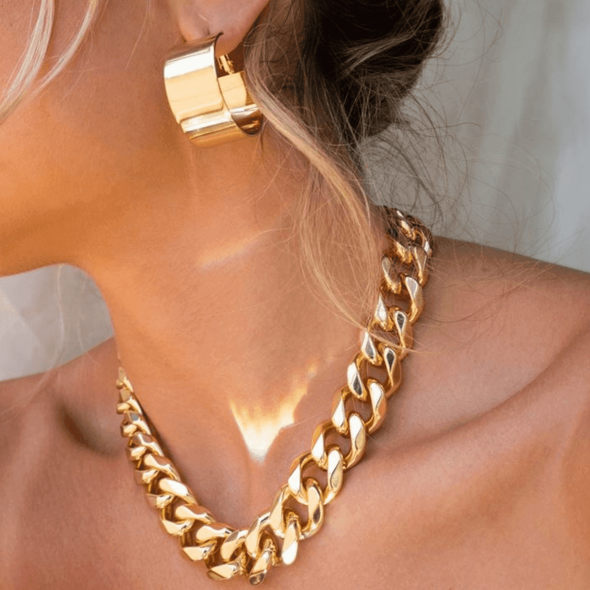 18K Gold Chunky Chain Necklace Women's, Best Trending Trendy Gold Chunky Chain Necklace Gift for Women, Lady, Mother, Wife, Mason & Madison Co.