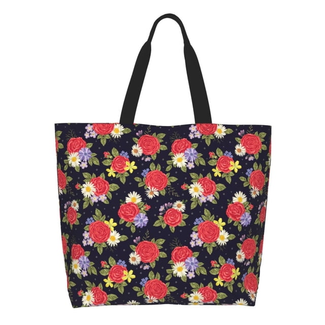 Easygdp Red Rose Flower Bolsas Tote para Mujer, Bolsos de Hombro para Viaje, Bolsos de Mano de Gran Capacidad para Compras y Trabajo