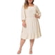 thumbnail image 2 of Vestido midi de mujer de talla grande Agnes Orinda con cintura fruncida y puntos suizos, mangas 3/4, 2X, color albaricoque, 2 of 5