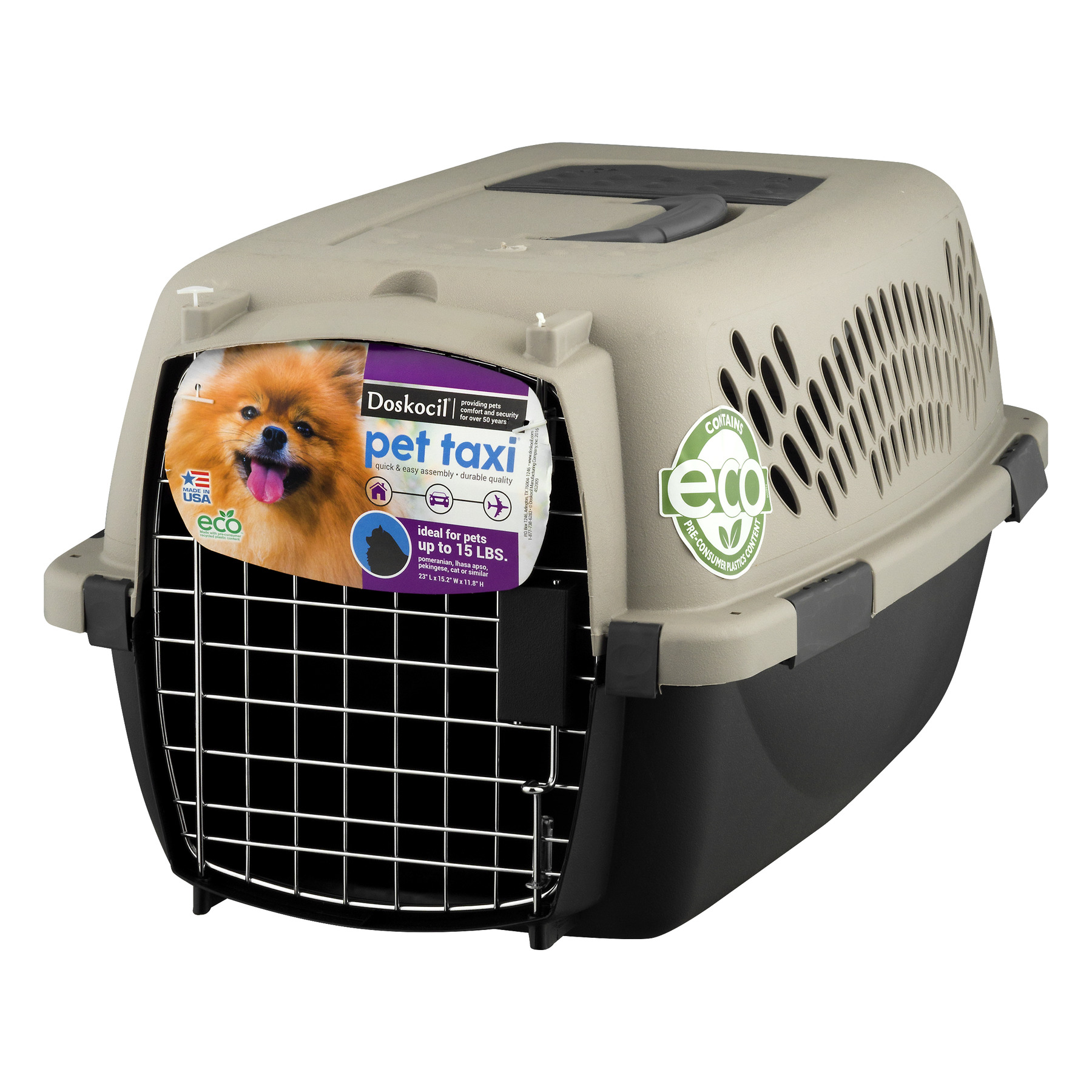 Dosckocil Pet Taxi 23" Pet Carrier, Extra Small, Beige For Pets up to