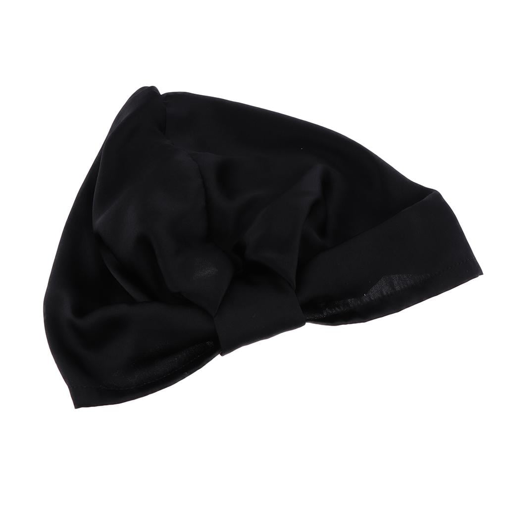 FVDPWYE Silk Sleeping Cap Sleep Hat Night Hair Styling Care Bonnet Head Wrap Black