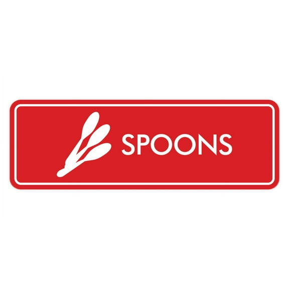 Signs ByLITA Standard Spoons Door or Wall Sign Easy Installation | Durable Construction | Kitchen Essentials | Hygiene | AirBnB Signs Sign (Red) - Large