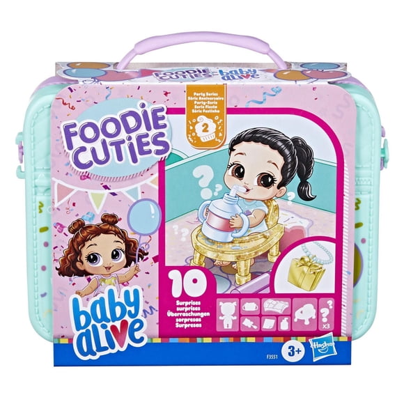 Baby Alive Foodie Cuties, Sweets Series 1, 3-Inch Doll, 10 Surprises in Lunchbox-Style Case