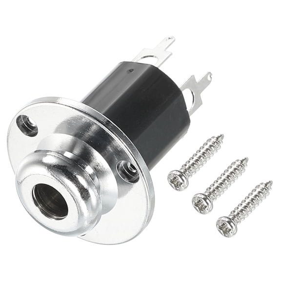 6.5mm(1/4 Inch) Electric Guitar Bass Mono Endpin Output Jack Strap Button Jack Socket Silver