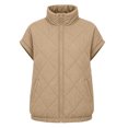 thumbnail image 6 of NominalSnug Women Short Sleeve Quilted Vest Stand Collar Zip Up Lightweight Padded Outerwear With Side Pockets, 6 of 8