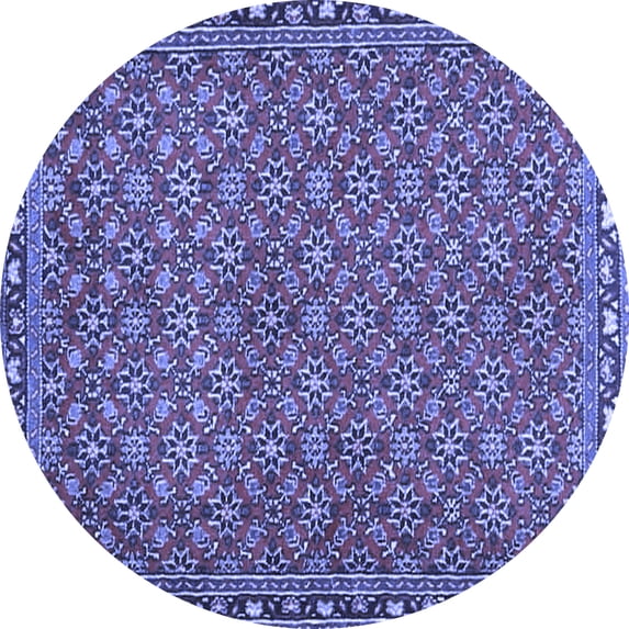 Ahgly Company Indoor Round Abstract Blue Contemporary Area Rugs, 8' Round