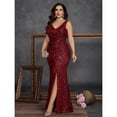 thumbnail image 2 of AURA Plus Size Evening Dress Sequin Sleeveless Slim Fit Party Long Skirt Polyester Women Sizes 0XL-4XL, 2 of 3