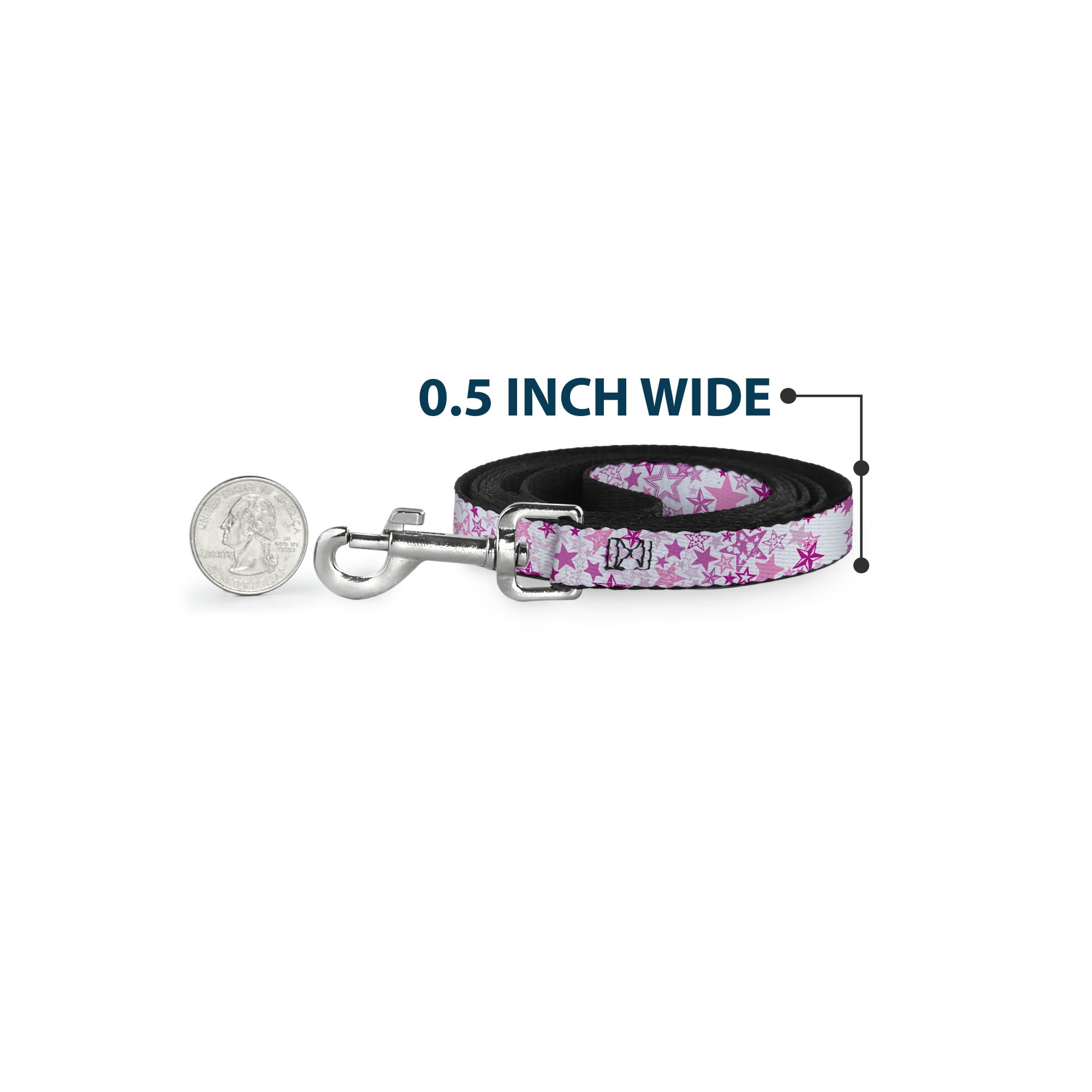 Buckle-Down Pet Leash, Dog Leash, Stargazer White Pink, 6 Feet Long 1.0 Inch Wide