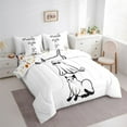 thumbnail image 4 of Manfei Kawaii Ghost Cat Bedding Comforter Set 7 Pieces for Kid, White Black Cartoon Animal Full Bedding Set, Cute Kitten Reversible Fitted Sheet Flat Sheet, Microfiber Bedroom Decor, 4 of 8
