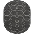 thumbnail image 3 of Unique Loom Trellis Frieze Collection Area Rug - Geometric (7' 10" x 10' Oval Dark Gray/Ivory), 3 of 7