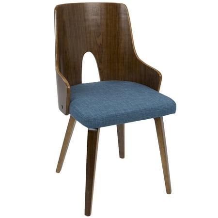 UPC 681144440688 product image for Ariana Mid-Century Modern Dining/Accent Chair in Walnut and Blue Fabric by LumiS | upcitemdb.com