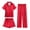Red, variant on Purcolt Girls 3 Piece Pajamas Sets Comfortable Satin Short Sleeve Button Up Shirts and Shorts Pants Pjs Sleepwear Summer Ruffle Nightwear