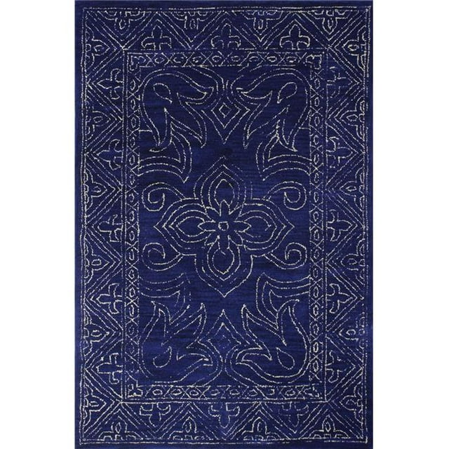 Bashian R120-NV-76X96-CL130 Collection Venezia Tapis de Transition Floral 100 pour Cent Laine Tufté Main, Marine - 7 Pi. 6 Po. x 9 Pi. 6 Po.