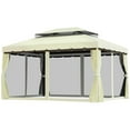 thumbnail image 3 of Spaco 10' x 13' Patio Shade for Outdoor as Garden, Patio, Aluminum Frame Double Roof Shade Canopy Shelter with Netting & Curtains, Cream White, 3 of 16