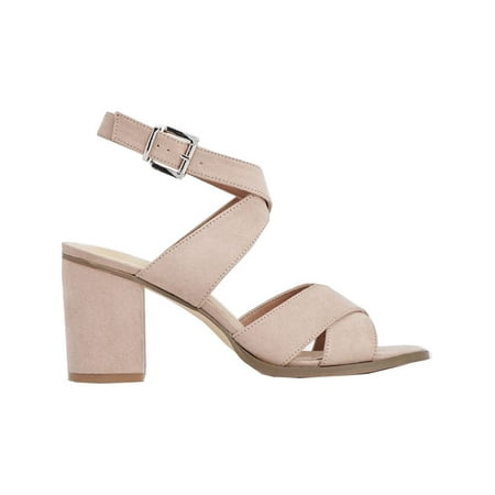 julienne straps suede heel blush sandals block cross adult pink