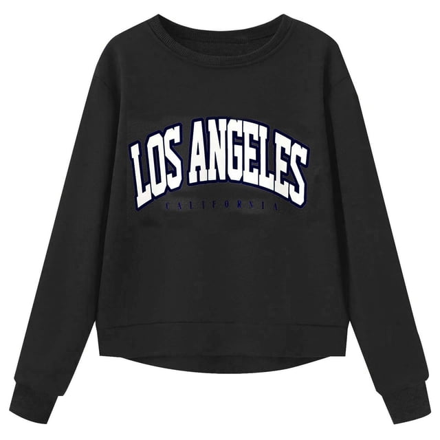Wdgfv Chandail en Molleton pour Filles Imprimé Graphique Col Rond Manches Longues Chandail Décontracté Chandail à Capuchon Doux pour Usage Quotidien Chandail en Molleton Confortable pour École et Activités Noir 8-9 Ans
