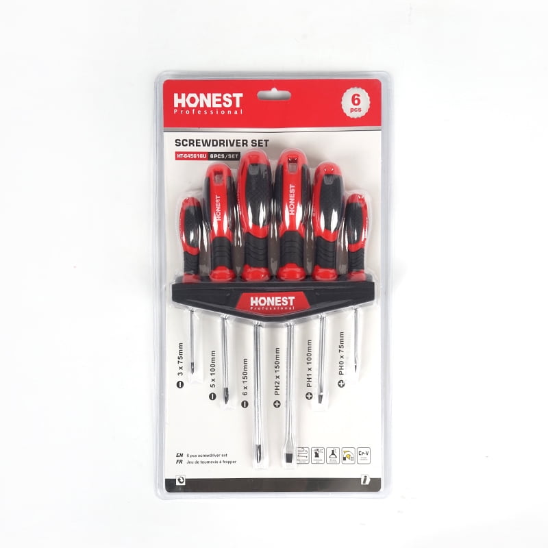 Screwdriver Set 6PCS, CR-V Steel Phillips and Slotted Screwdrivers with Non Slip Grip for Household Repair and DIY Tasks